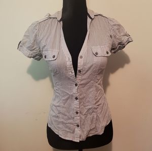 Striped Short Sleeve Button Up